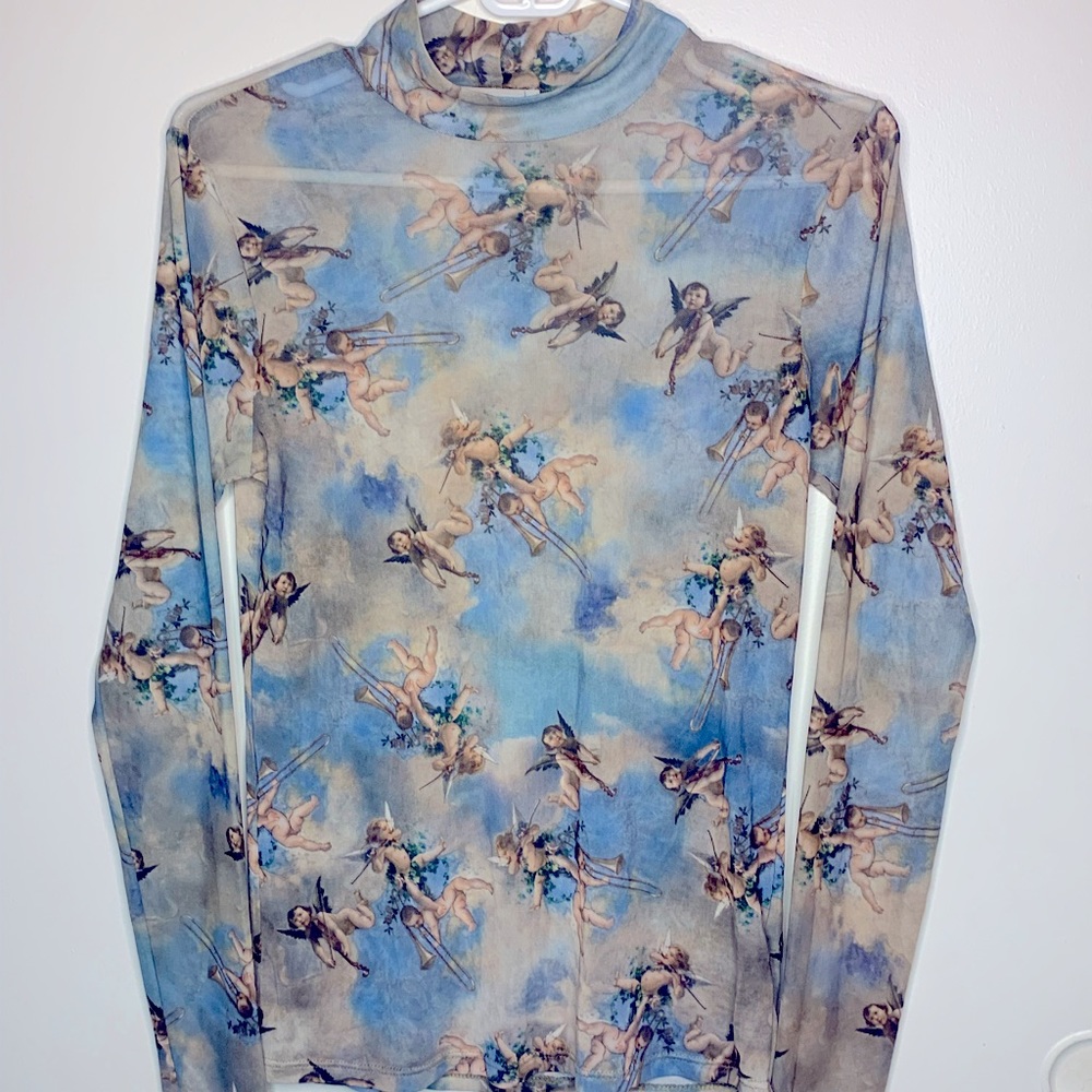 Blue mesh Cupid top